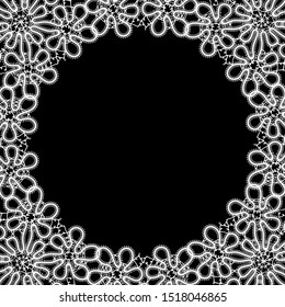decorative white frame round lace napkin