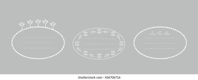 Decorative white frames with floral motifs. Vector template  for wedding and baby shower invitations design, tags, greeting cards, cover designs and more.