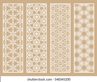 Decorative white lace borders patterns. Tribal ethnic arabic, indian, turkish ornament, bookmarks templates set. Isolated design elements. Stylized geometric floral border, fashion collection