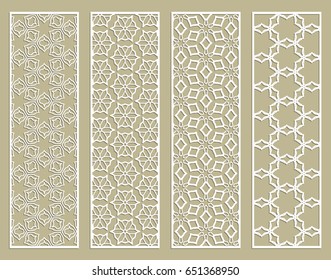 Decorative white lace borders patterns. Tribal ethnic arabic, indian, turkish ornament, bookmarks templates set. Isolated design elements. Stylized geometric floral border, fashion collection