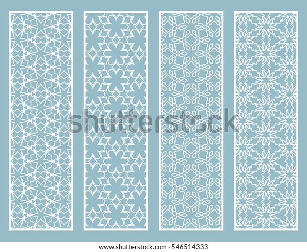 Decorative white lace borders patterns. Tribal
ethnic arabic, indian, turkish ornament, bookmarks templates set.
Isolated design elements. Stylized geometric floral border, fashion
collection