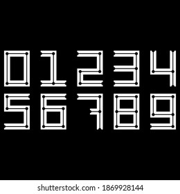 Decorative white numbers on black background.Art font.