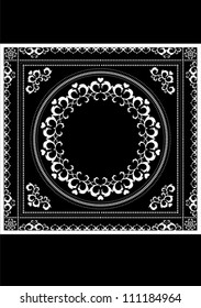 Decorative white pattern frame for napkin on a black background