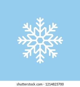 Decorative white snowflake on a blue background.