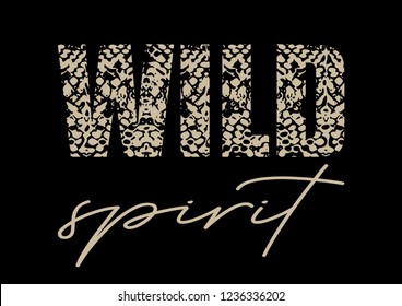 Decorative "Wild Spirit" text with snake skin pattern