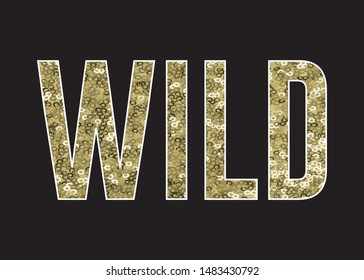 Decorative Wild Text with Golden Sequins Ornament