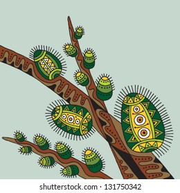 decorative willow branches with buds in the form of easter eggs