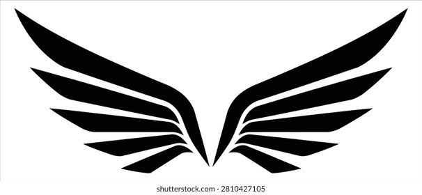 Decorative wing silhouette design element with bird wings silhouette ornament heraldry abstract majestic powerful graceful spiritual mythology guardian wingspan decoration stylized