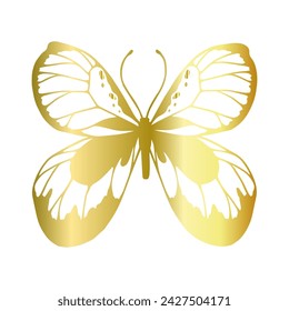 Decorative winged insect of a golden butterfly. Vector graphics.