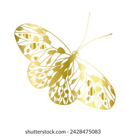 Decorative, winged insect of a golden butterfly. Vector graphics.