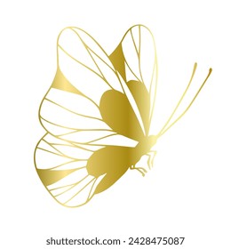 Decorative, winged insect of a golden butterfly. Vector graphics.