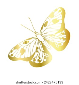 Decorative, winged insect of a golden butterfly. Vector graphics.