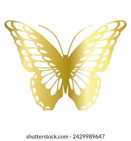 Decorative winged insect of a golden butterfly. Vector graphics.