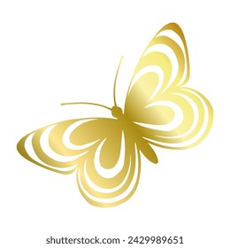 Decorative winged insect of a golden butterfly. Vector graphics.