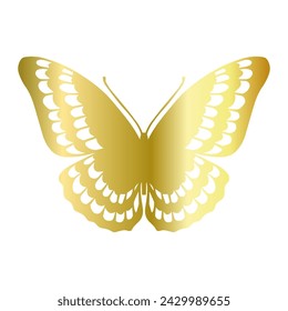 Decorative winged insect of a golden butterfly. Vector graphics.