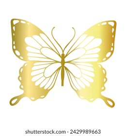 Decorative winged insect of a golden butterfly. Vector graphics.