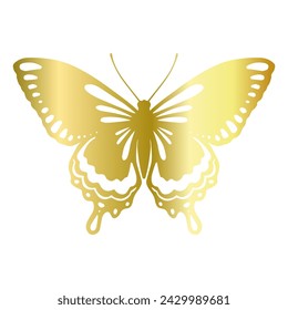 Decorative winged insect of a golden butterfly. Vector graphics.