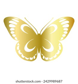 Decorative winged insect of a golden butterfly. Vector graphics.