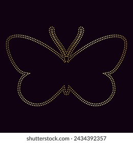 Decorative winged insect, golden outline of a butterfly. Vector graphics.