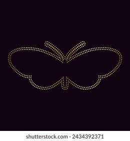 Decorative winged insect, golden outline of a butterfly. Vector graphics.