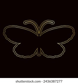 Decorative winged insect, golden outline of a butterfly. Vector graphics.