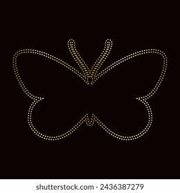 Decorative winged insect, golden outline of a butterfly. Vector graphics.