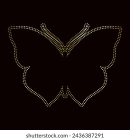 Decorative winged insect, golden outline of a butterfly. Vector graphics.