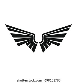 Decorative wings black simple silhouette icon vector illustration for design and web isolated on white