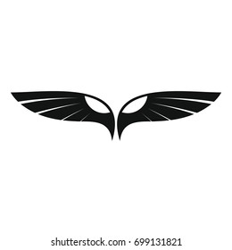Decorative wings black simple silhouette icon vector illustration for design and web isolated on white