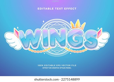 decorative wings editable text effect vector design