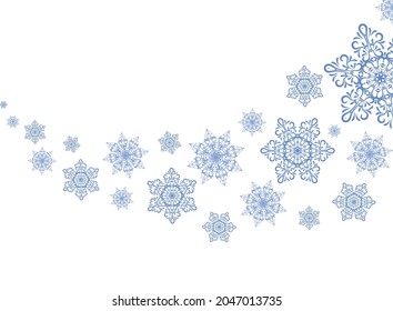 decorative winter background with snowflakes isolated, snow blizzard wave of snowflakes of different sizes, cozy winter mood, winter come, winter vacation, holiday, cold, ice, frost, wind, snowfall