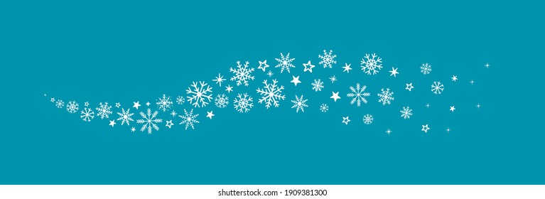 decorative winter background with snowflakes wave, snow, stars, design elements