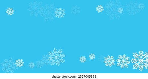 decorative winter background with snowflakes wave, snow, stars, design elements Realistic falling snowflakes isolated on transparent background. 