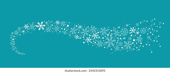Fondo decorativo del invierno con la onda de los copos de nieve, nieve, estrellas, Plantilla de los Elementos de diseño