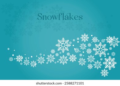 decorative winter background with snowflakes wave, snow, stars, design elements
