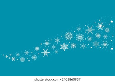 dekorativer Winterhintergrund mit Schneeflocken, Wellen, Schnee, Sternen, Designelementen