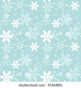 Decorative winter Christmas seamless texture with different line art snowflakes