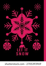 Gráfico decorativo de Vector de vacaciones de invierno con adorno de copo de nieve saludo de año nuevo Decoración de temporada de nieve de diciembre Gráfico de celebración de invierno