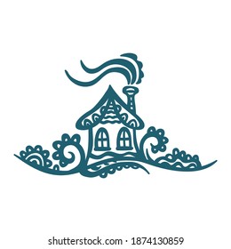Casa de invierno decorativa. Ilustración del vector