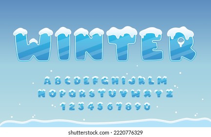 invierno decorativo con fuente de nieve y alfabeto