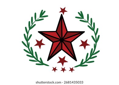 Decorative winter star with snowflake element in bright seasonal colors.