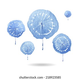 Decorative winter tree background, vector illustration, watercolor.