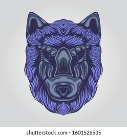 decorative wolf design artwork illustration