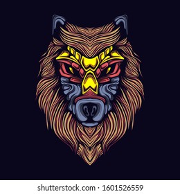 decorative wolf design artwork illustration