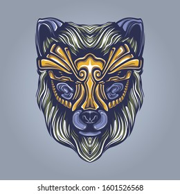 decorative wolf design artwork illustration