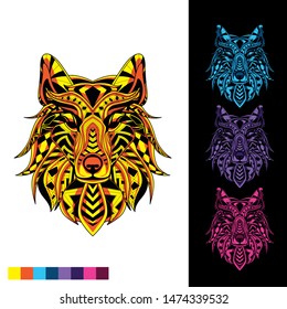 decorative wolf glowing from pattern