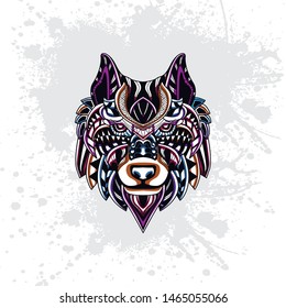 decorative wolf rousing color from pattern art