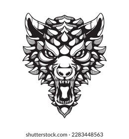 decorative wolf tattoo artwork illustration