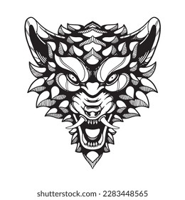 decorative wolf tattoo artwork illustration
