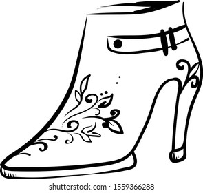 Decorative woman shoe, illustration, vector on white background.